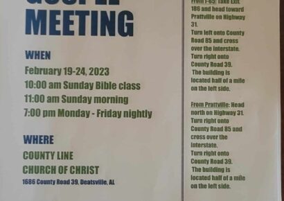 County Line Church of Christ to host Winter Gospel Meeting Feb. 19-24