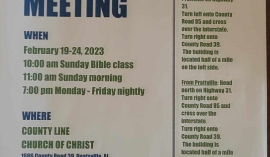 County Line Church of Christ to host Winter Gospel Meeting Feb. 19-24