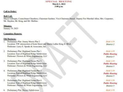 <strong>Public Hearings Set for Prattville Planning Commission March 2</strong>