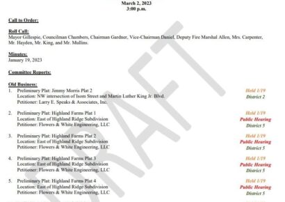 <strong>Public Hearings Set for Prattville Planning Commission March 2</strong>