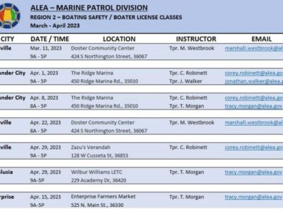 ALEA’s Marine Patrol Set to Launch Spring Boating Basics/License Course