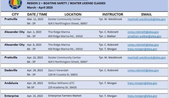 ALEA’s Marine Patrol Set to Launch Spring Boating Basics/License Course