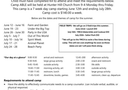 Registration now Open for CAMP ABLE Summer 2023; Sponsorships Needed