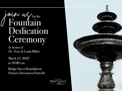 Prattville Fountain Dedication Wednesday in honor of Dr. Tom and Linda Miller