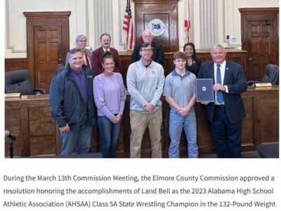 Elmore Commission Honors Wrestler Land Bell of Tallassee High School
