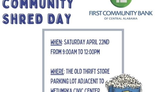 FREE Community Shred Day coming from First Community Bank in Wetumpka
