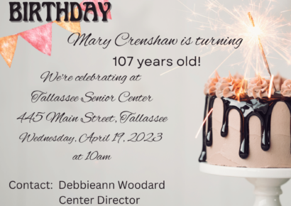 Tallassee Senior Center to Honor Mary Crenshaw on her 107th Birthday