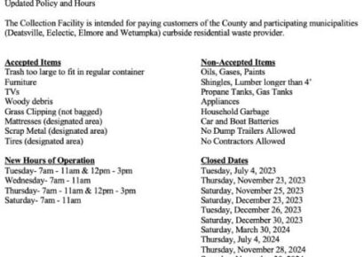 City/ County Collection Facility Updates Policy Effective Monday, May 1st