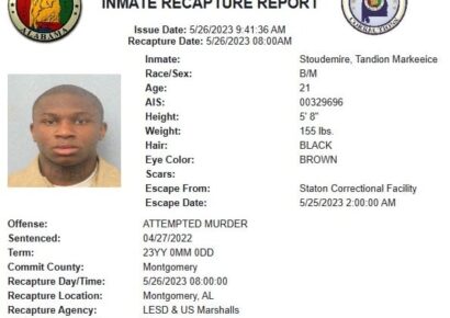 Escaped Inmate from Staton Correctional Facility in Elmore County Recaptured             