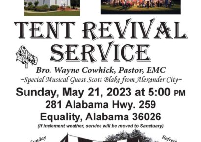 Equality Methodist to host Tent Revival Service May 21