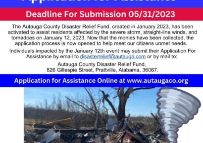 Autauga County Disaster Relief Fund–Application Process NOW Open!