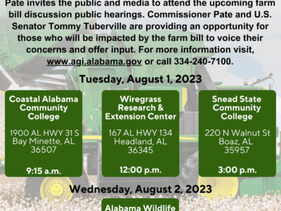Coming to AWF: Commissioner Pate Hosts Farm Bill Discussion Tour with U.S. Senator Tuberville