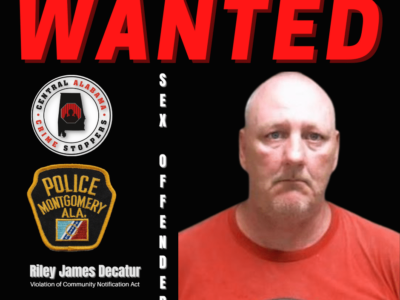 Registered Sex Offender Sought; Cash Reward offered by Central Alabama CrimeStoppers