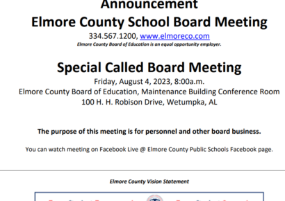 Special Called Board meeting for Elmore County Announced