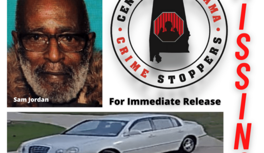 Tallassee Police Seeking Sam Jordan, Missing since Oct. 5; Reward offered