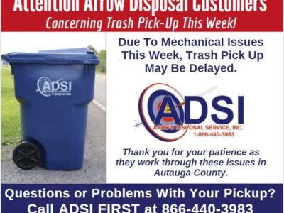 Expect Delays with ADSI Trash Collection due to Mechanical Issues