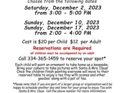 Anyone Up for Tea with the Clauses? Check out the schedule for the Smith-Byrd House in Prattville