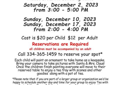 Anyone Up for Tea with the Clauses? Check out the schedule for the Smith-Byrd House in Prattville