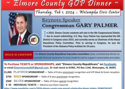 Elmore County Republican Scholarship Dinner will feature Congressman Gary Palmer Feb. 1