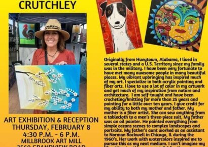 Reception set for artist Tamara Crutchley at Art Mill Thursday in Millbrook