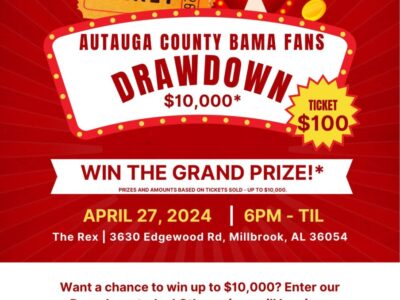 Autauga County Bama Fans to host $10,000 drawdown April 27; $100 per ticket
