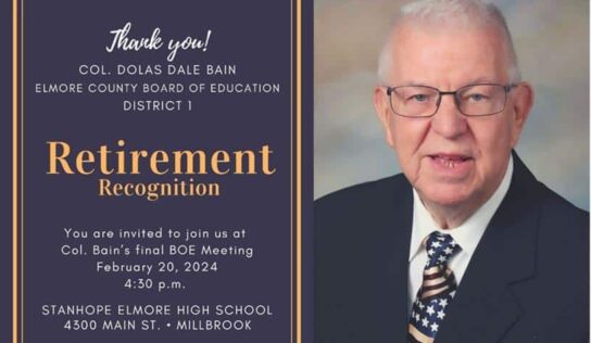 Retirement recognition for Dale Bain is Feb. 20 at School Board meeting