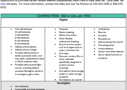 Severe Weather Preparedness Tax Free Weekend Starts Friday, February 23rd