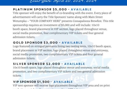 Sponsors sought for CoosaPalooza Brewfest 2024 in April