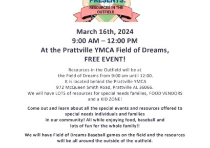 FREE Resources in the Outfield is Saturday at Prattville YMCA Field of Dreams