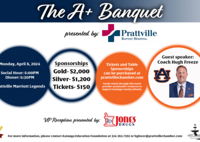 Autauga Education Foundation, Prattville Chamber to Host A+ Banquet Next Week