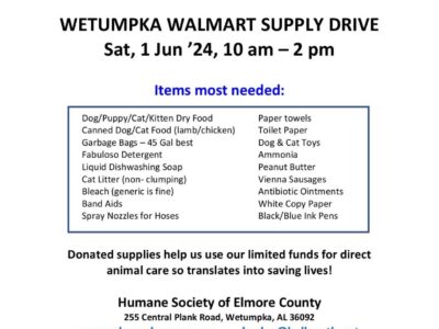 HSEC Supply Drive is Saturday at Wetumpka Walmart