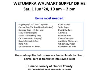 HSEC Supply Drive is Saturday at Wetumpka Walmart