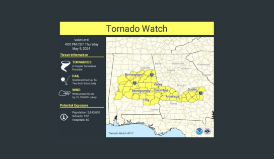 Tornado watch issued for central Alabama until 4 p.m. CDT