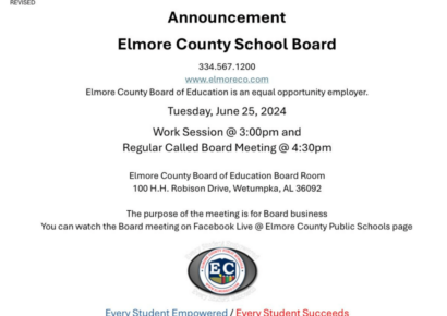 Elmore County School Board meets today at 3 p.m.
