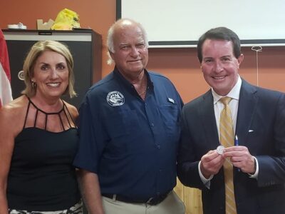 WAKA Meteorologist Shane Butler visits with Millbrook Civitans