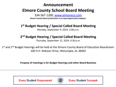 Elmore County BOE sets budget hearing meetings