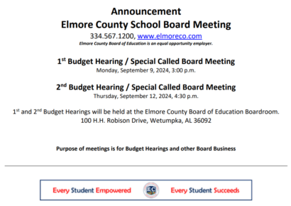 Elmore County BOE sets budget hearing meetings