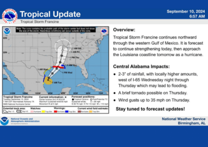 Tropical Storm Francine brings rain, energy and wind to River Region