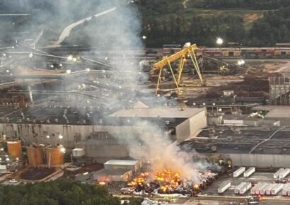Prattville firefighters battle blaze at International Paper mill last night