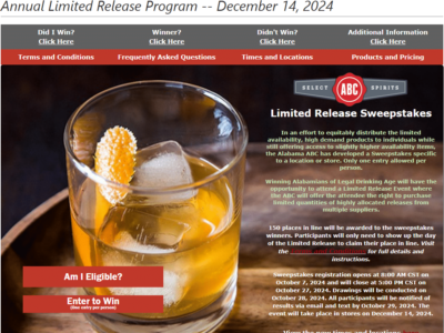Alabama ABC Board to conduct annual limited whiskey release sweepstakes