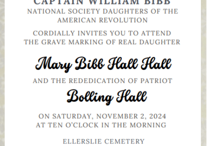 American Revolution Real Daughter to be Honored at Ellerslie Cemetery in Millbrook Nov. 2