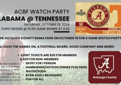 Autauga County Bama Fans to Host Watch Party for Alabama vs. Tennessee Game