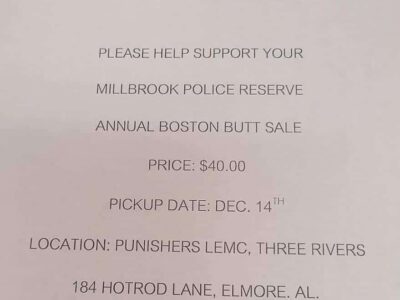 Boston Butt Sale: Millbrook Police Reserve Fundraiser is Saturday, December 14