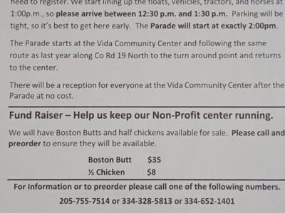 Vida Christmas Parade will roll at 2 p.m. Dec. 21 in Autauga County