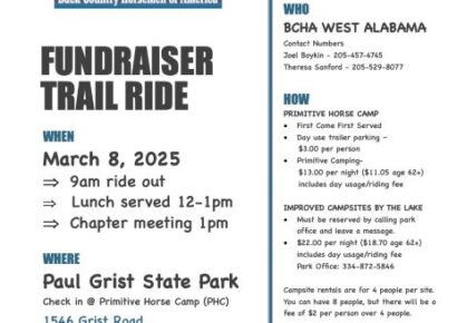 Back Country Horsemen Chapter hosting Trail Ride fundraiser March 8 at Paul Grist State Park