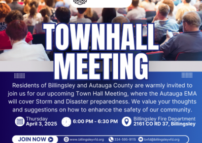 Billingsley Volunteer FD to Host Town Hall Meeting with Autauga EMA on Disaster Preparedness