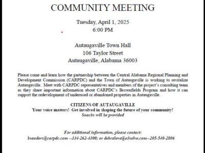 Autaugaville Town Hall meeting April 1 to discuss potential opportunities for positive change