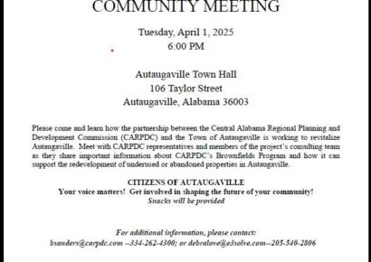 Autaugaville Town Hall meeting April 1 to discuss potential opportunities for positive change