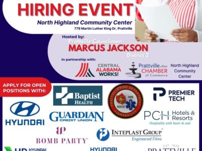 Community Hiring Event is March 19th at North Highland Community Center of Prattville