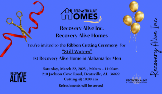 Recovery Alive home opening in Deatsville; Community invited to Ribbon Cutting Saturday to learn more